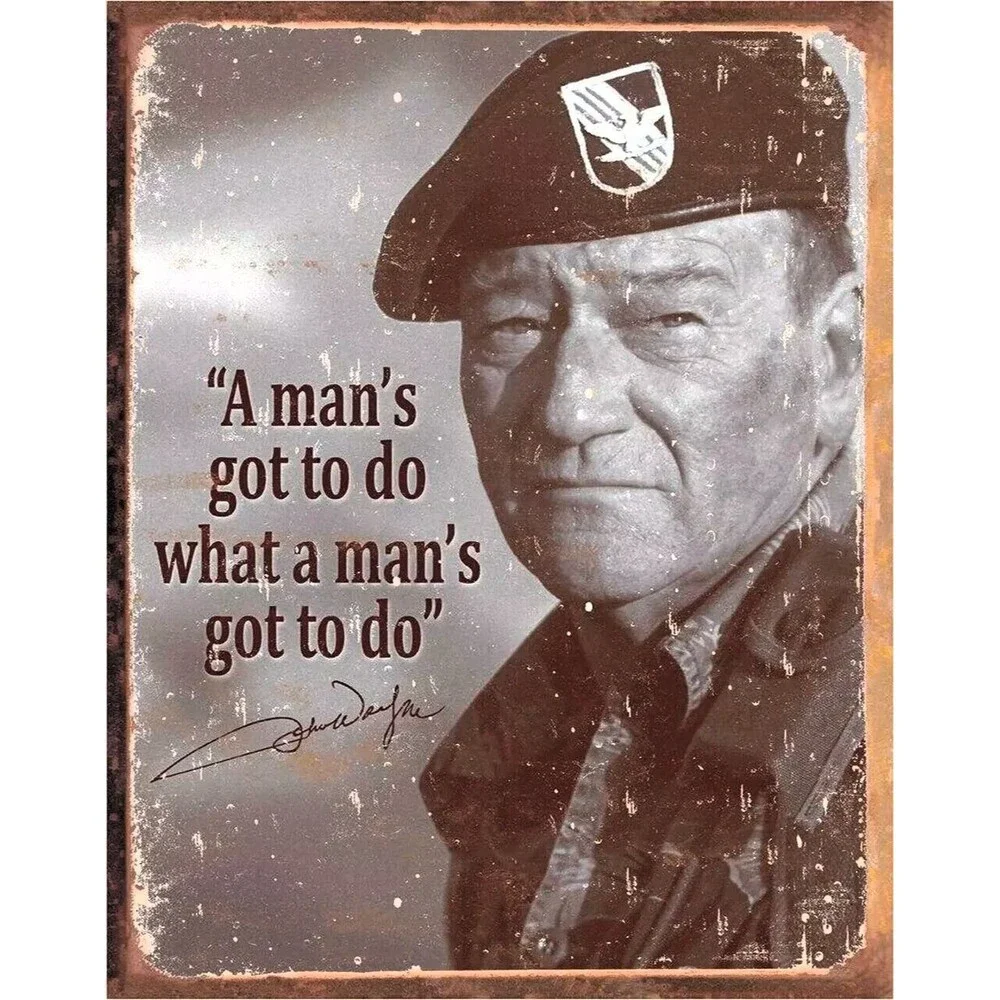 Vintage John Wayne picture on tin